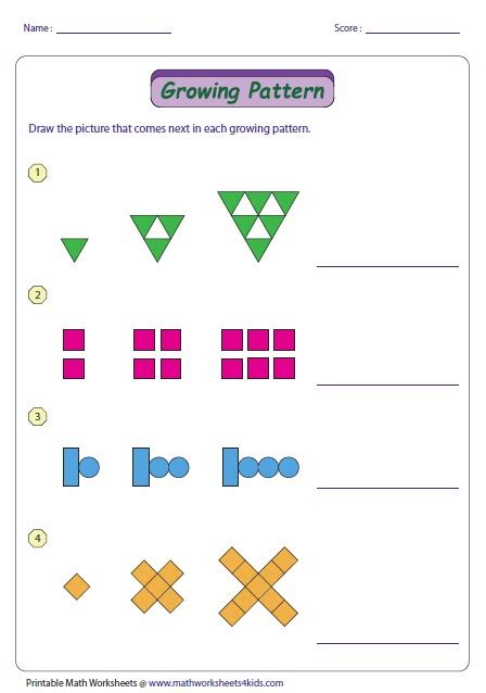 geometric patterns worksheets 4th grade.